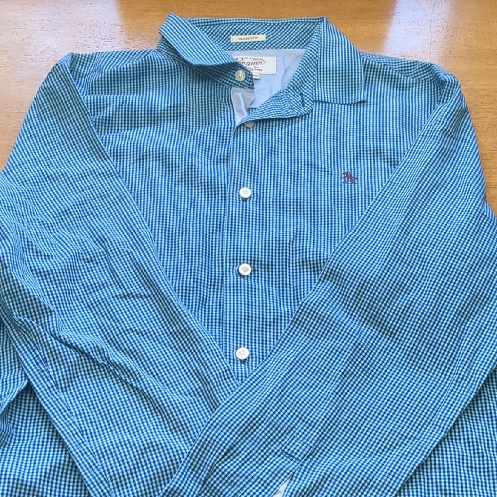 Original Penguin Blue Gingham Button Down Shirt